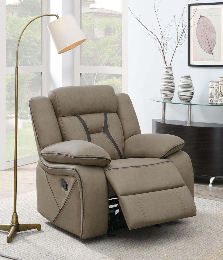 Higgins Tan Glider Recliner by Coaster