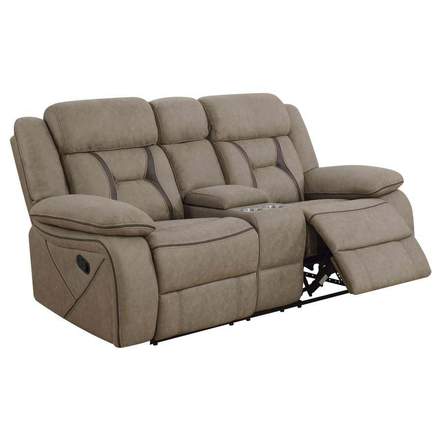 Higgins Tan Reclining Sofa, Love Seat, & Chair by Coaster