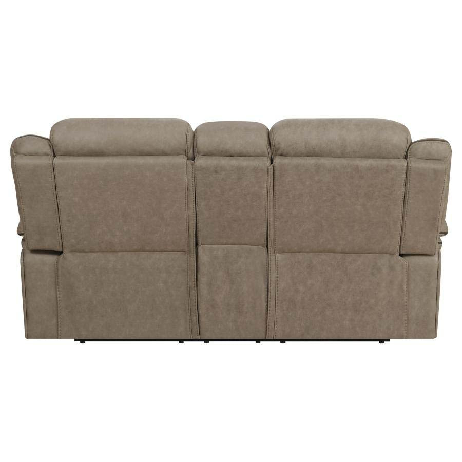 Higgins Tan Reclining Love Seat by Coaster