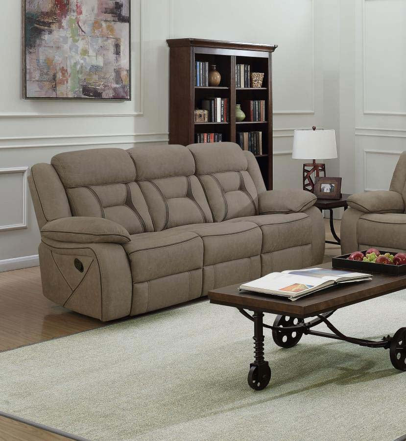 Higgins Tan Reclining Sofa by Coaster