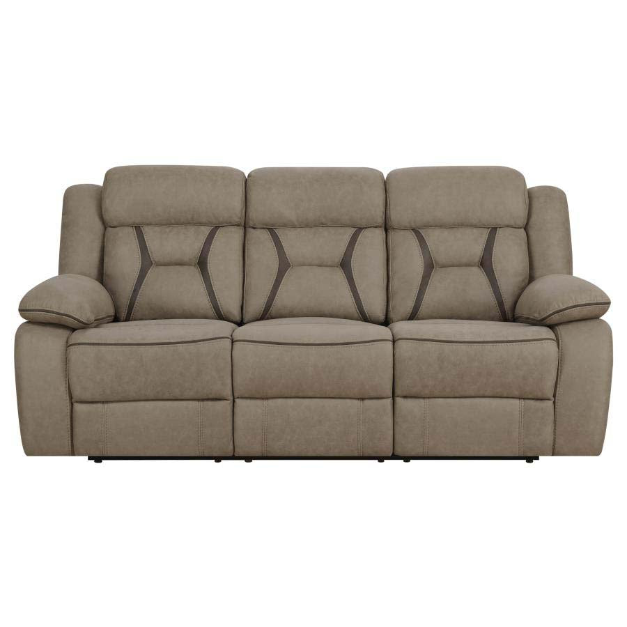 Higgins Tan Reclining Sofa, Love Seat, & Chair by Coaster