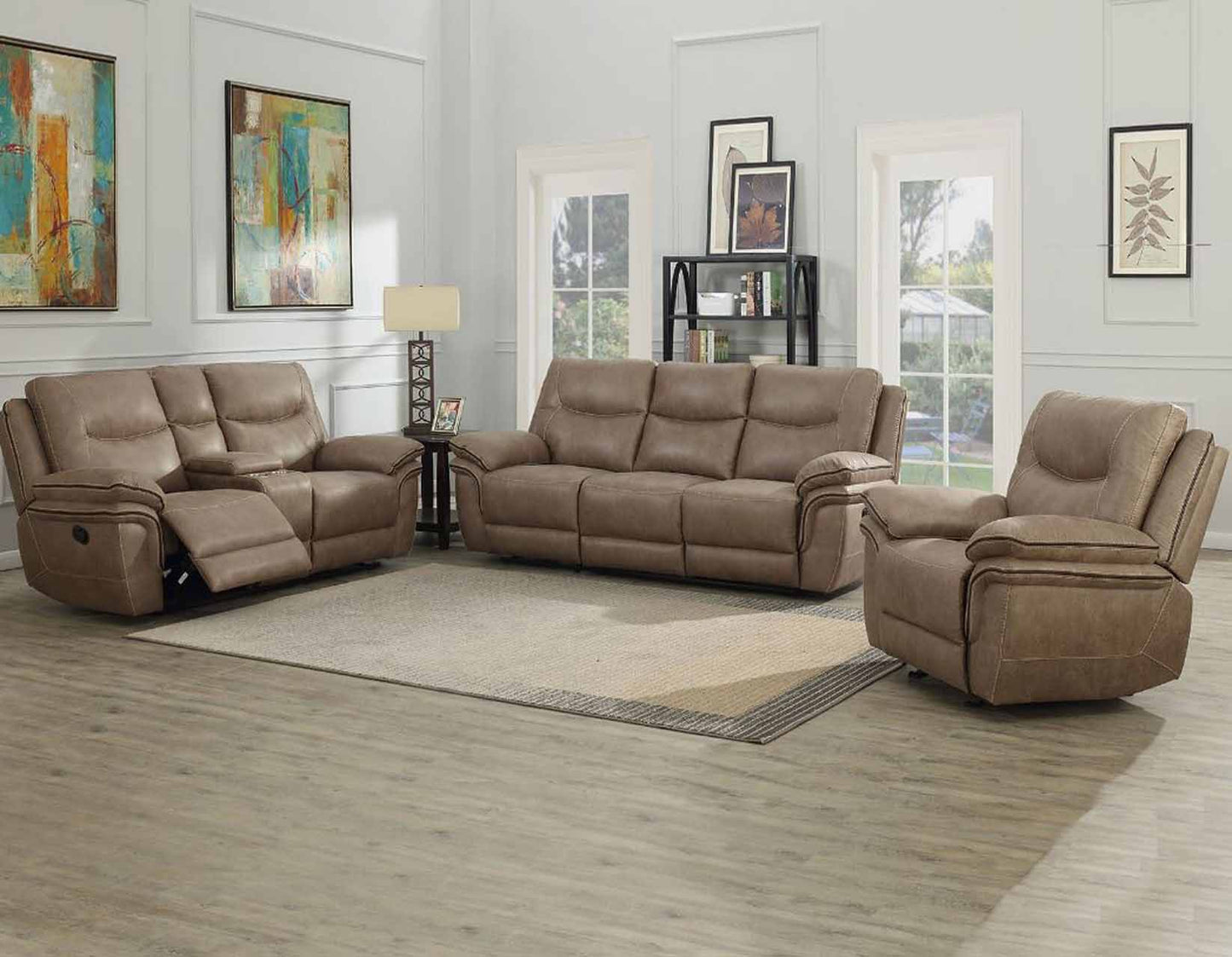 Isabella Sand Reclining Sofa, Love Seat, & Chair by Steve Silver