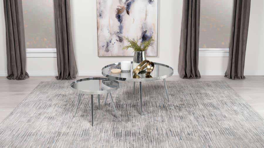 Kaelyn Chrome Mirror Top Nesting Coffee Table by Coaster