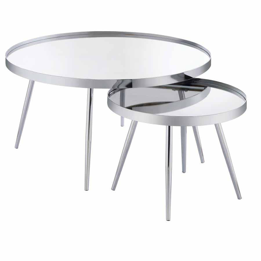 Kaelyn Chrome Mirror Top Nesting Coffee Table by Coaster