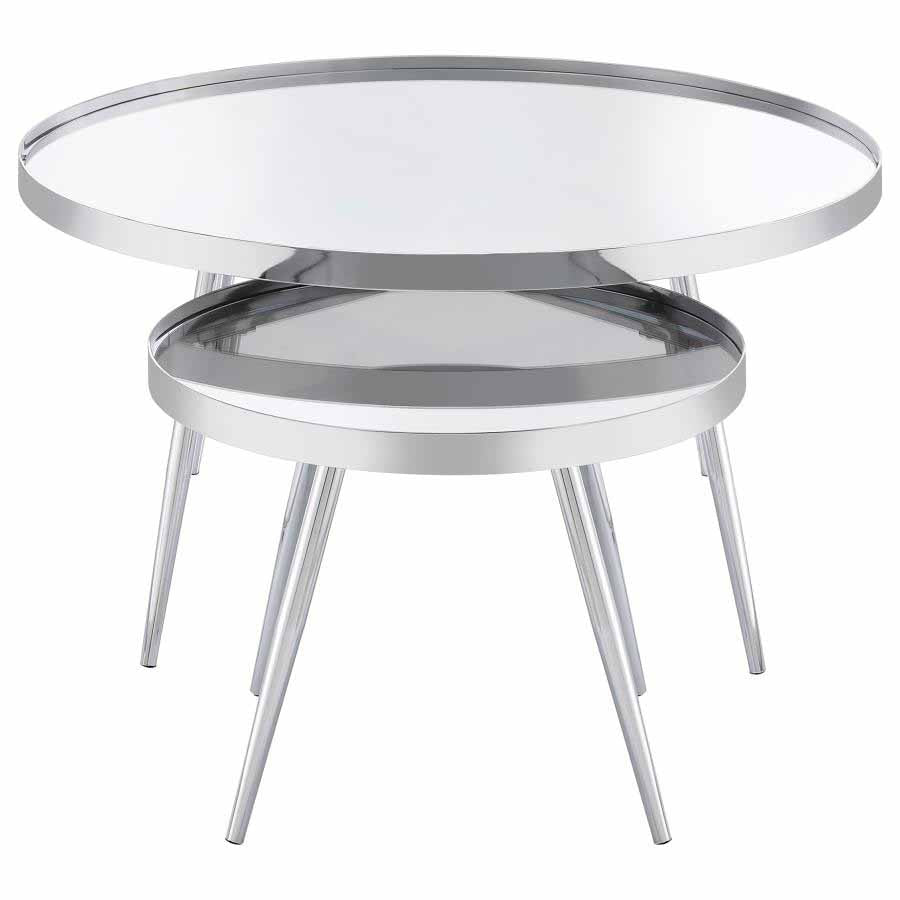 Kaelyn Chrome Mirror Top Nesting Coffee Table by Coaster