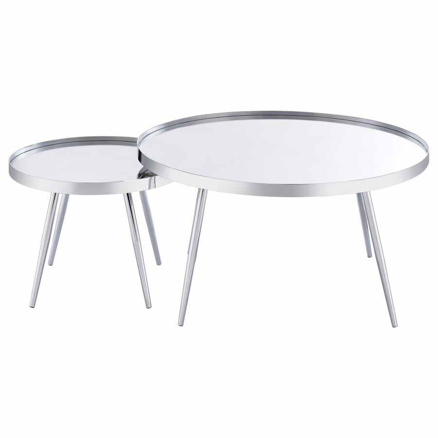 Kaelyn Chrome Mirror Top Nesting Coffee Table by Coaster