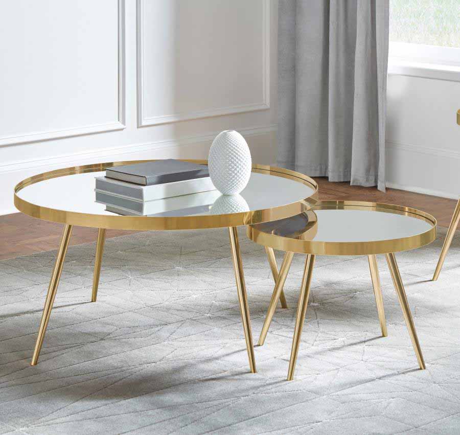 Kaelyn Gold Mirror Top Nesting Coffee Table by Coaster