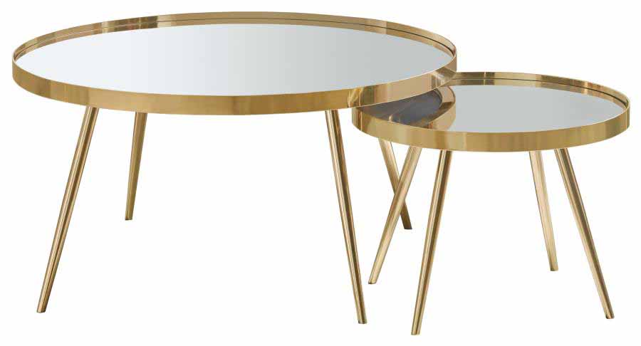 Kaelyn Gold Mirror Top Nesting Coffee Table by Coaster