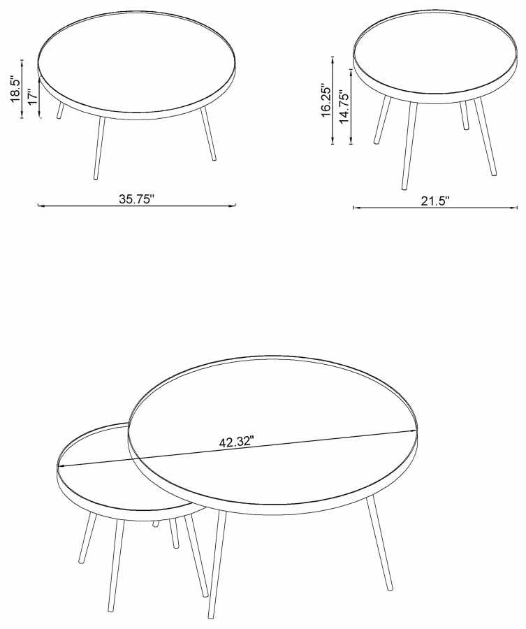 Kaelyn Chrome Mirror Top Nesting Coffee Table by Coaster