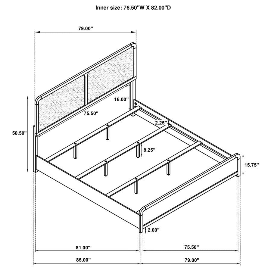 King Cavelle Upholstered Bed Frame by Coaster