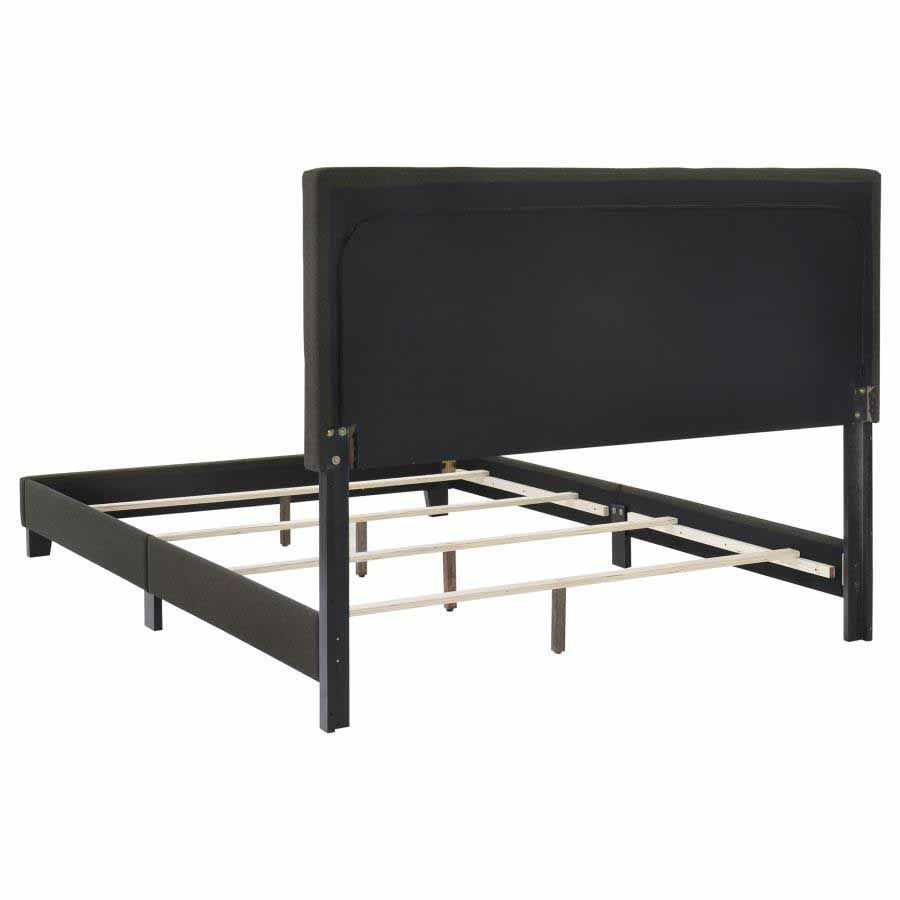 Queen Mapes Charcoal Upholstered Panel Bed Frame by Coaster