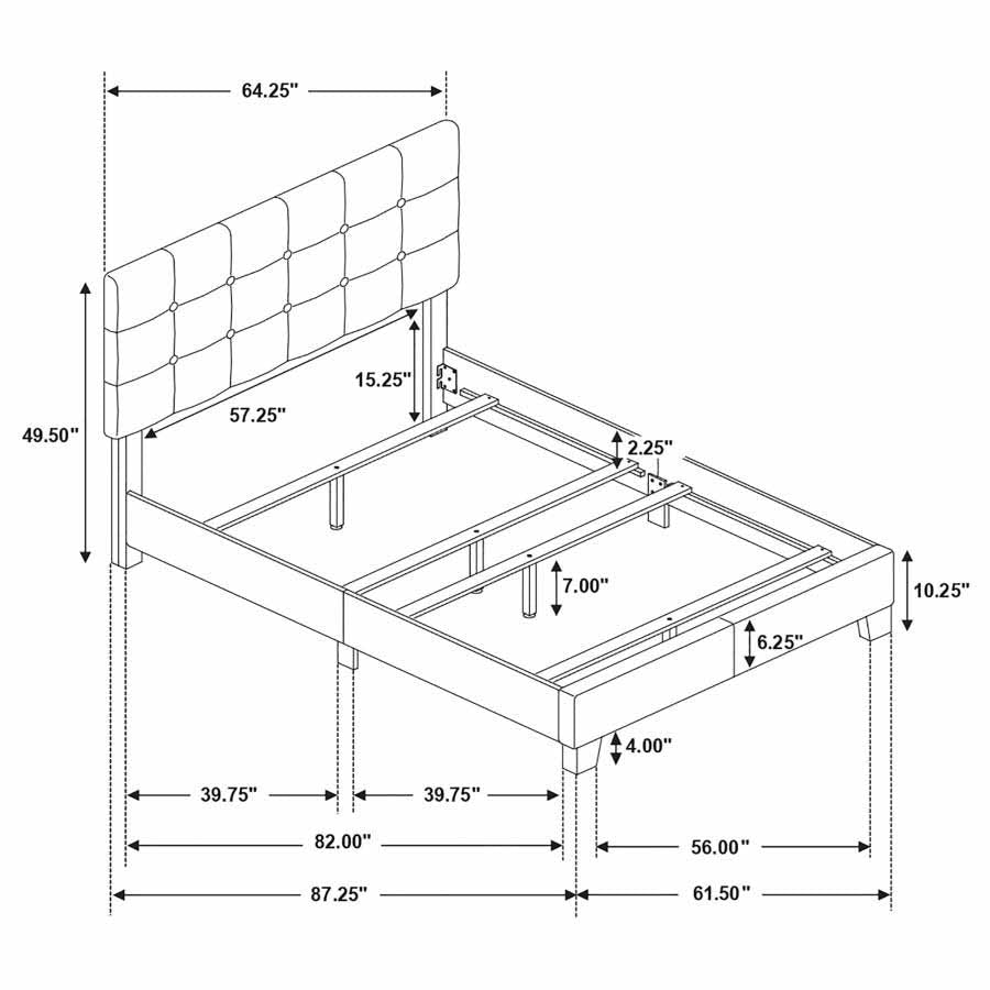 Queen Mapes Charcoal Upholstered Panel Bed Frame by Coaster