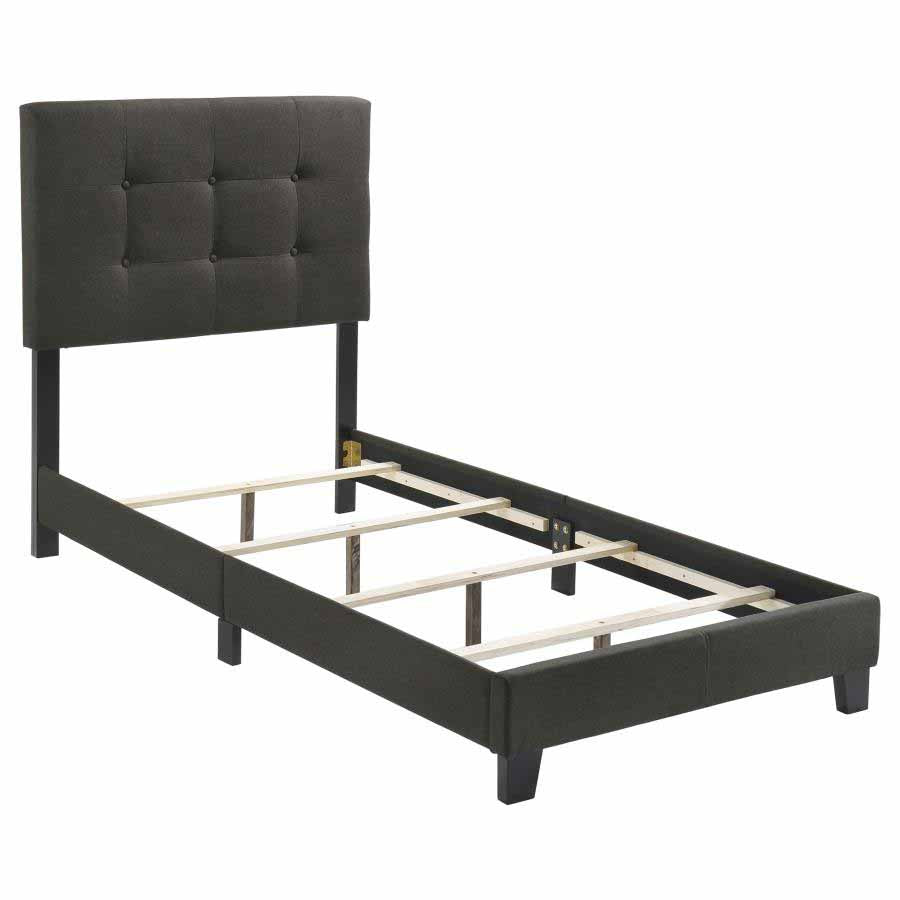 Twin Mapes Charcoal Upholstered Panel Bed Frame by Coaster