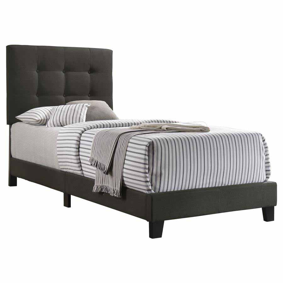 Twin Mapes Charcoal Upholstered Panel Bed Frame by Coaster