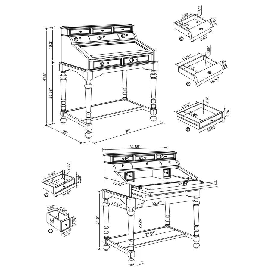 Milo 10-drawer Secretary Desk by Coaster