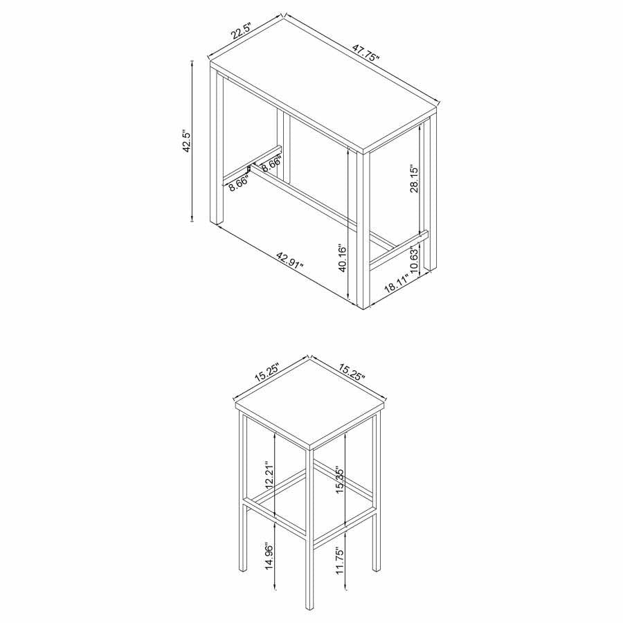Natividad Bar Height Set (table and 4 stools) by Coaster