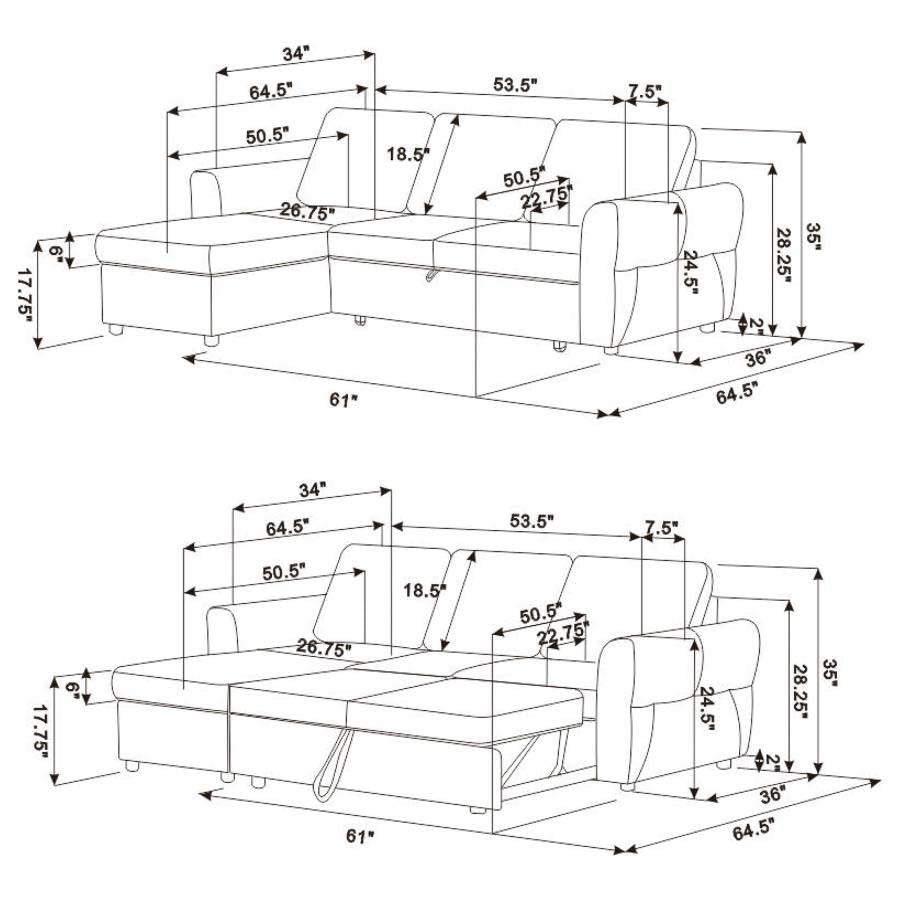 Samantha Grey Sleeper Sectional by Coaster