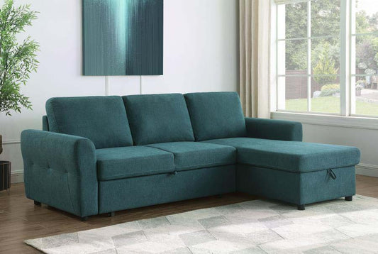 Samantha Teal Blue Sleeper Sectional by Coaster