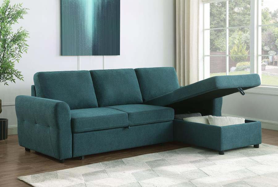 Samantha Teal Blue Sleeper Sectional by Coaster