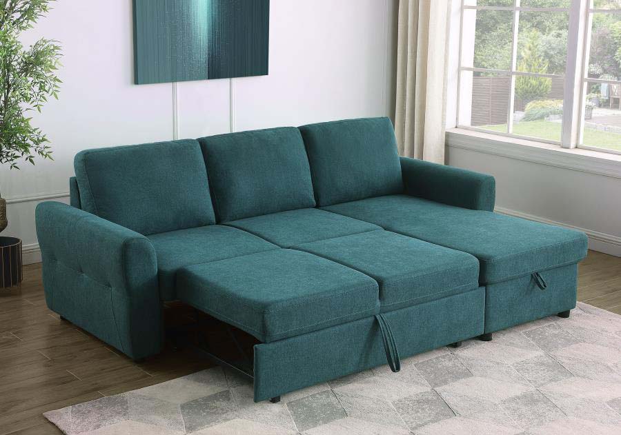 Samantha Teal Blue Sleeper Sectional by Coaster