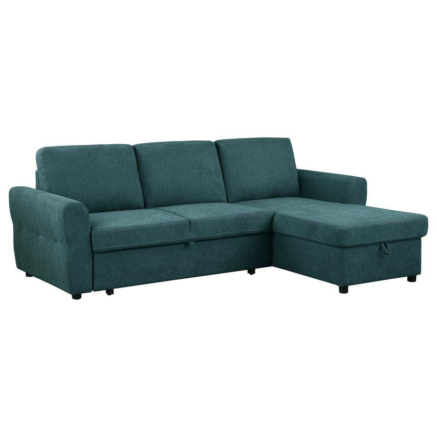 Samantha Teal Blue Sleeper Sectional by Coaster