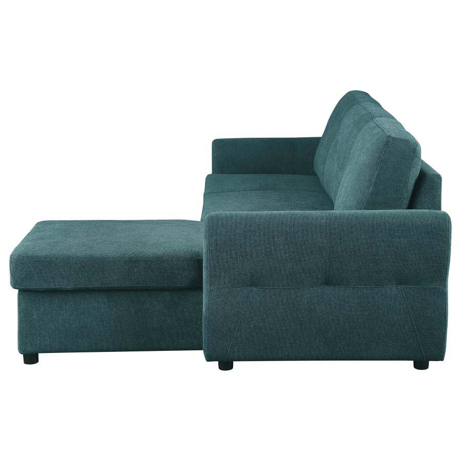 Samantha Teal Blue Sleeper Sectional by Coaster