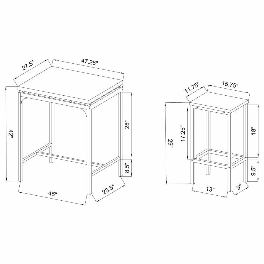 Santana Bar Height Set (table and 4 stools) by Coaster