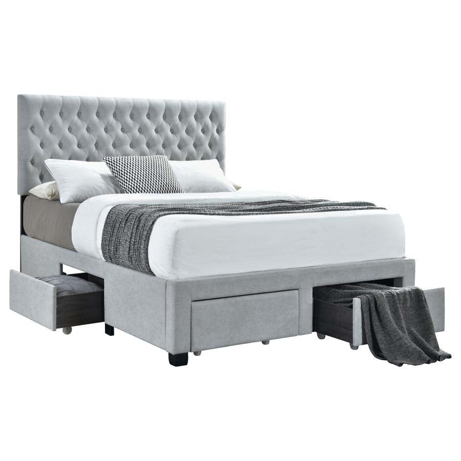 Full Soledad Light Grey Upholstered Storage Bed Frame by Coaster
