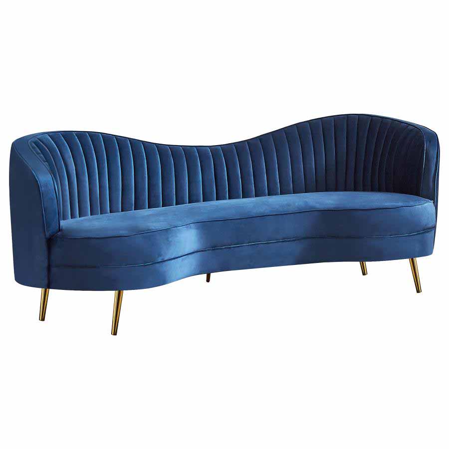Sophia Blue Camel Back Sofa by Coaster