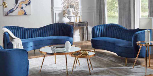 Sophia Blue Camel Back Sofa and Love Seat by Coaster