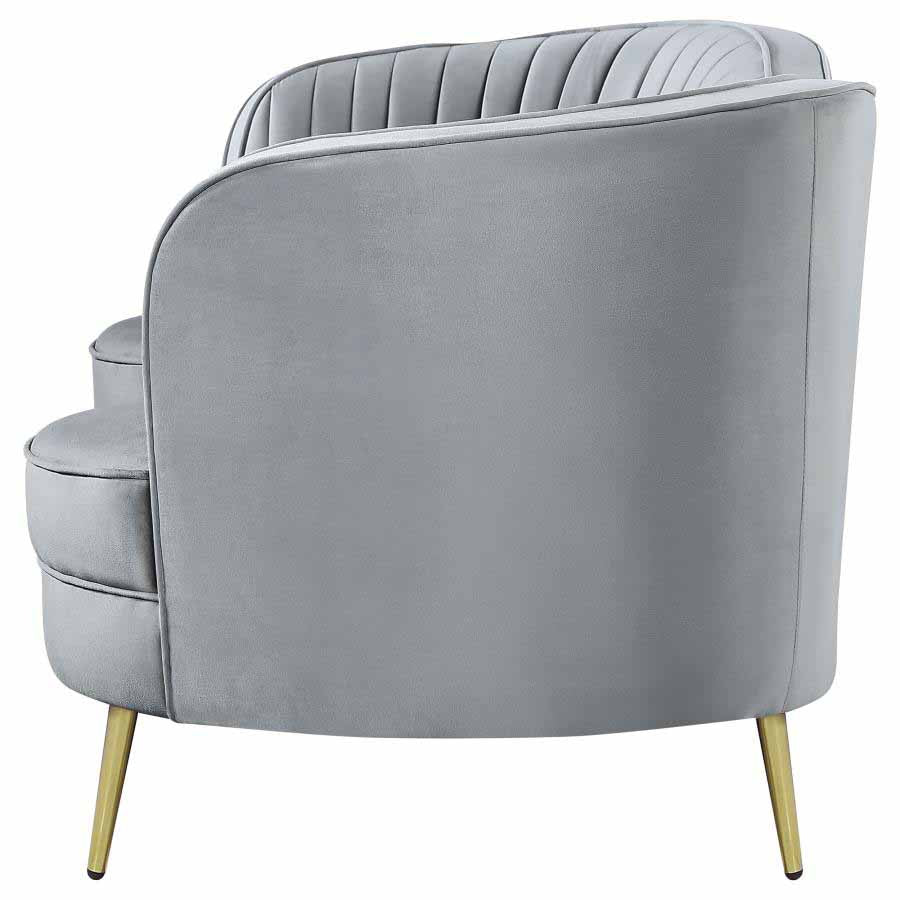Sophia Grey Camel Back Sofa, Love Seat, and Chair by Coaster