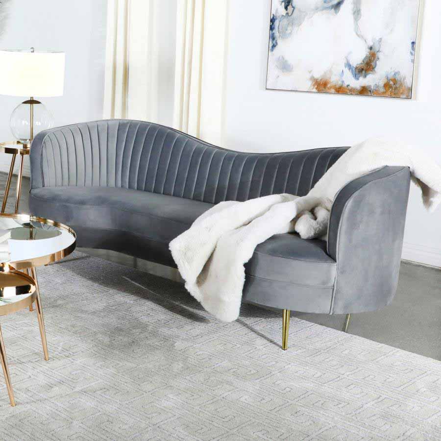 Sophia Grey Camel Back Sofa by Coaster