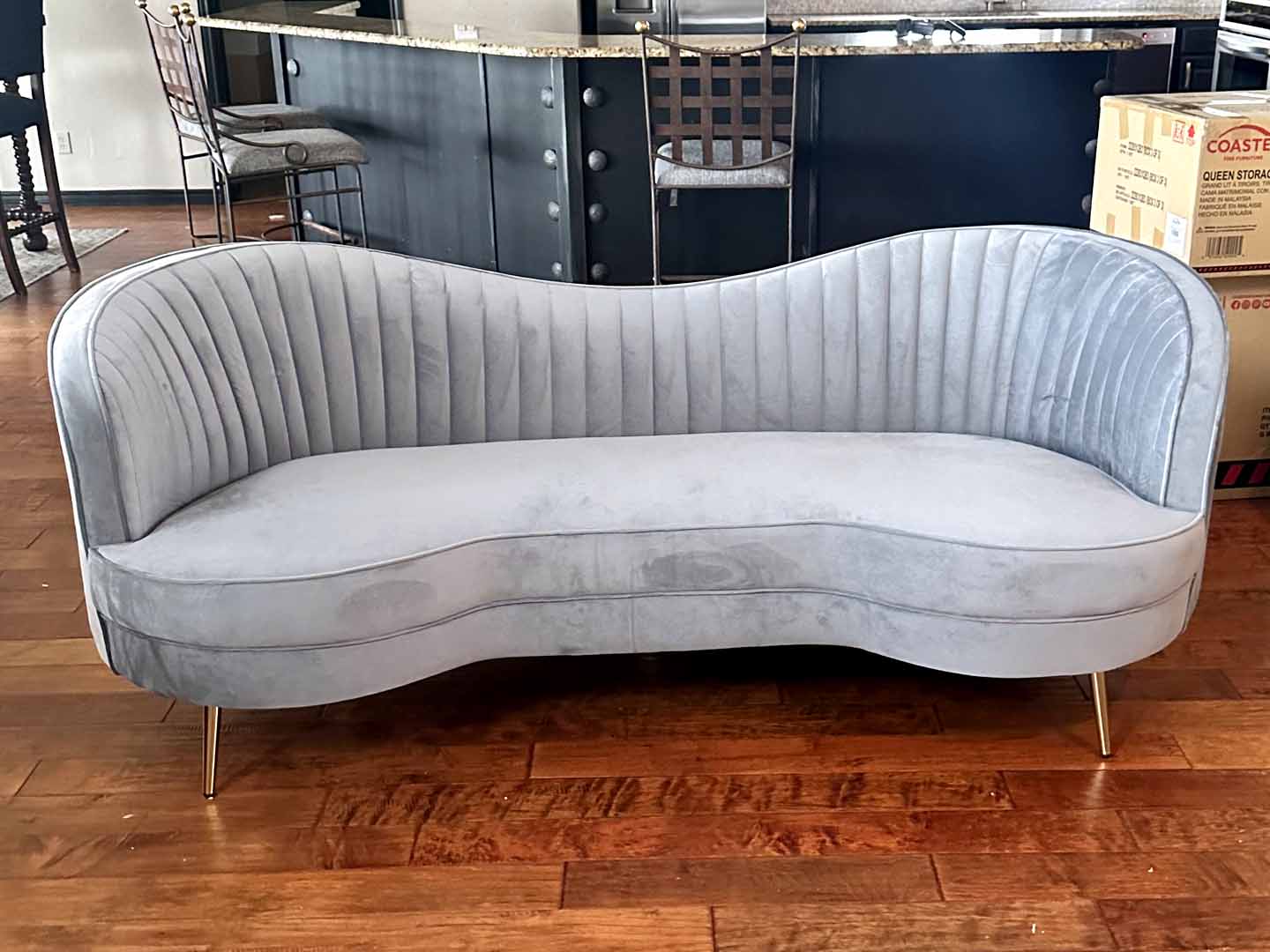 Sophia Grey Camel Back Sofa, Love Seat, and Chair by Coaster