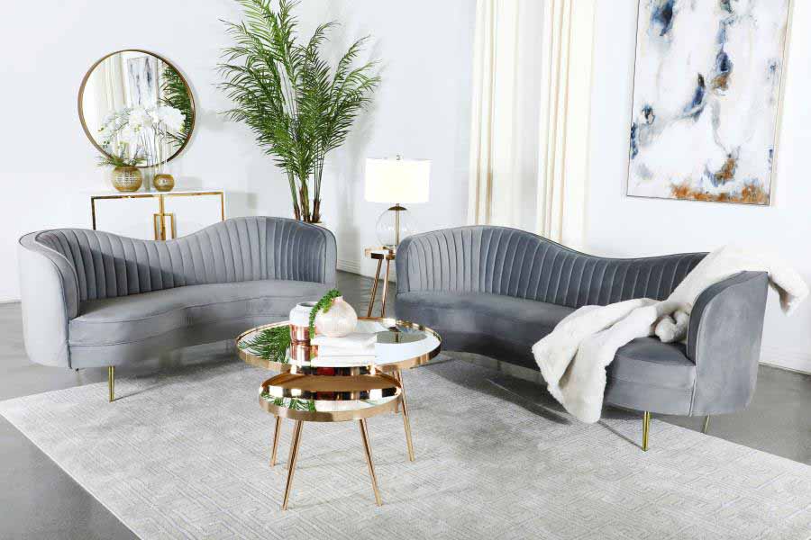 Sophia Grey Camel Back Sofa by Coaster