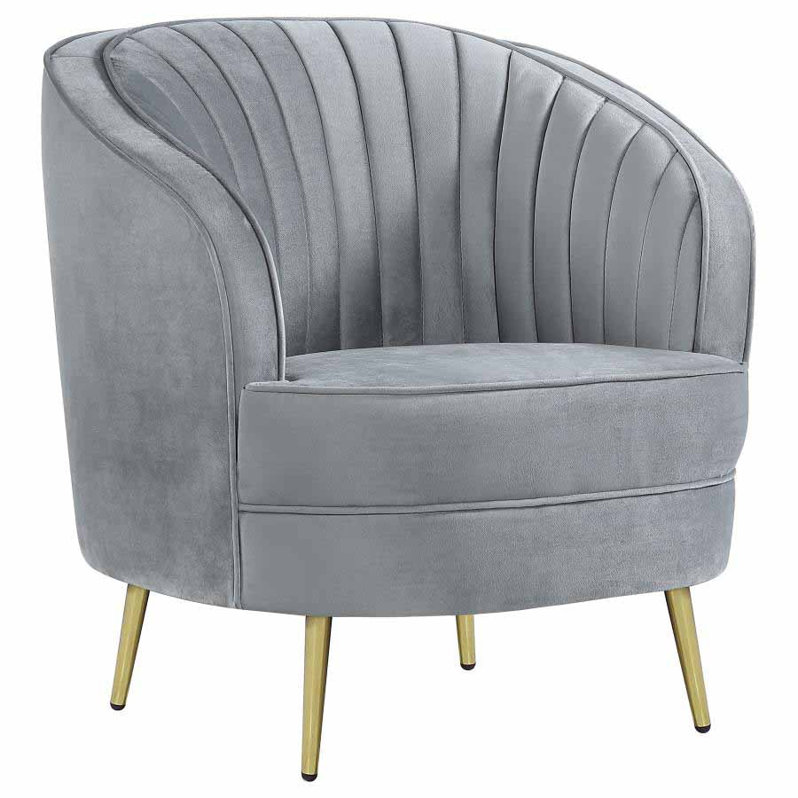 Sophia Grey Camel Back Sofa, Love Seat, and Chair by Coaster