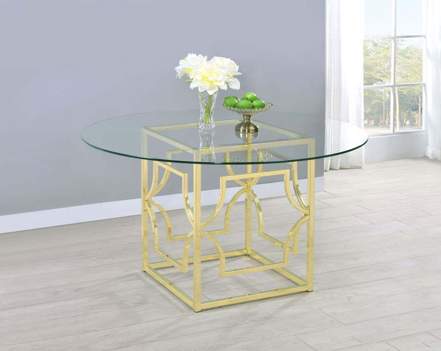 Starlight Glass & Brass Dining Table by Coaster