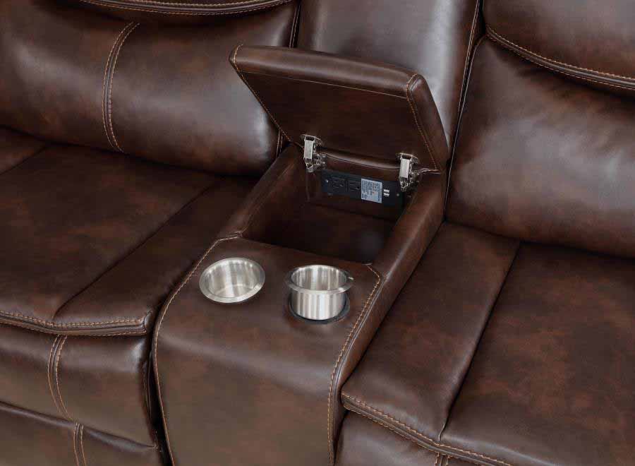 Sycamore Dark Brown Powered Reclining Sectional by Coaster