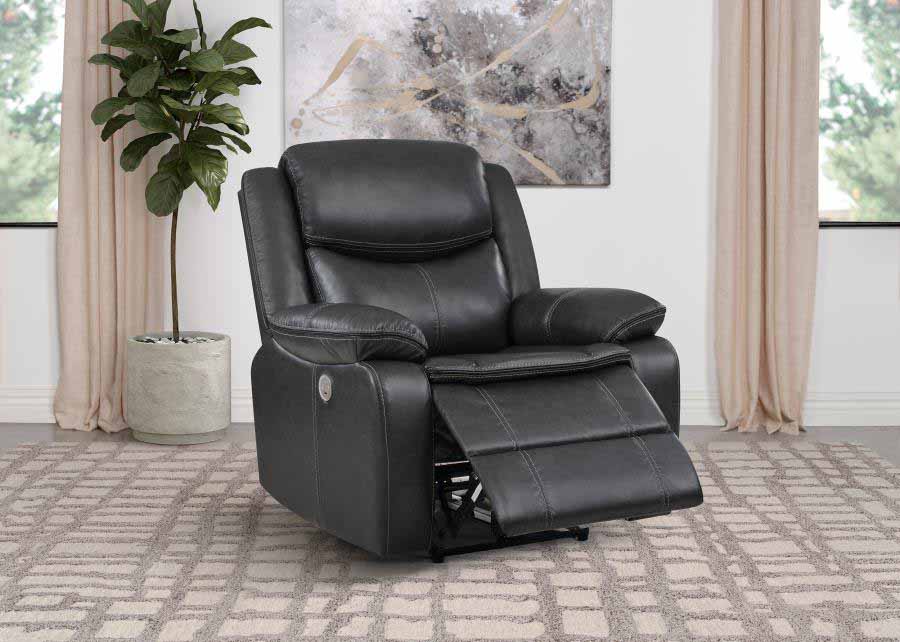 Sycamore Dark Grey Power Recliner by Coaster