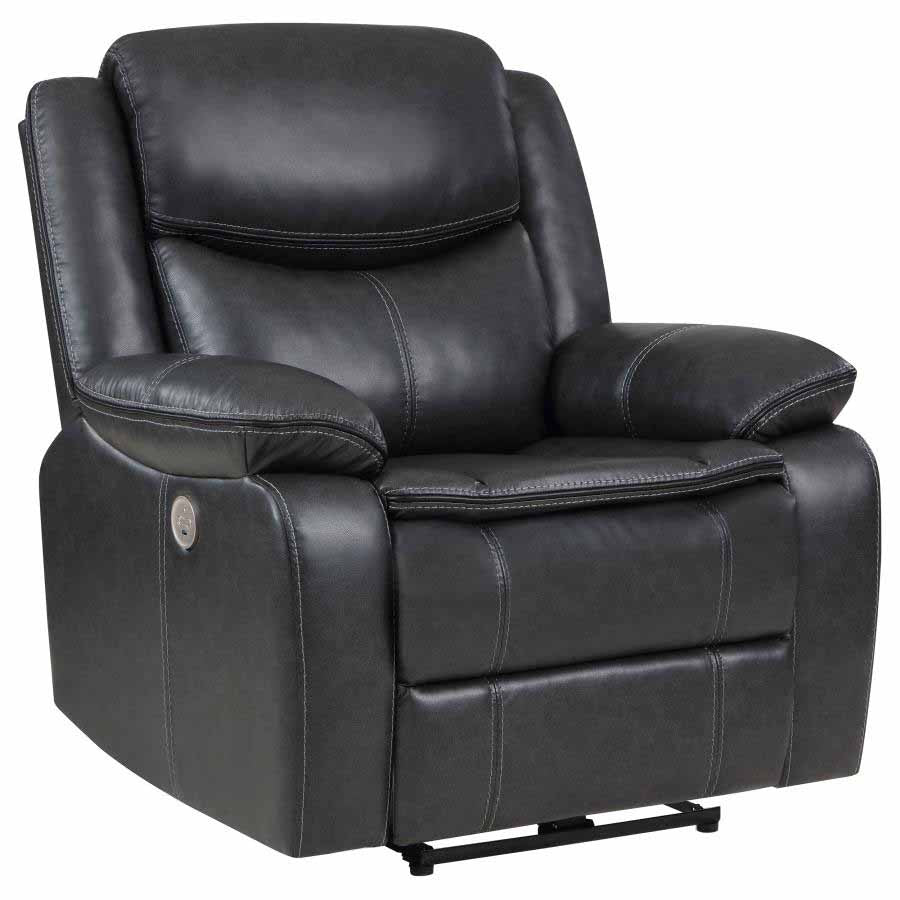 Sycamore Dark Grey Power Recliner by Coaster