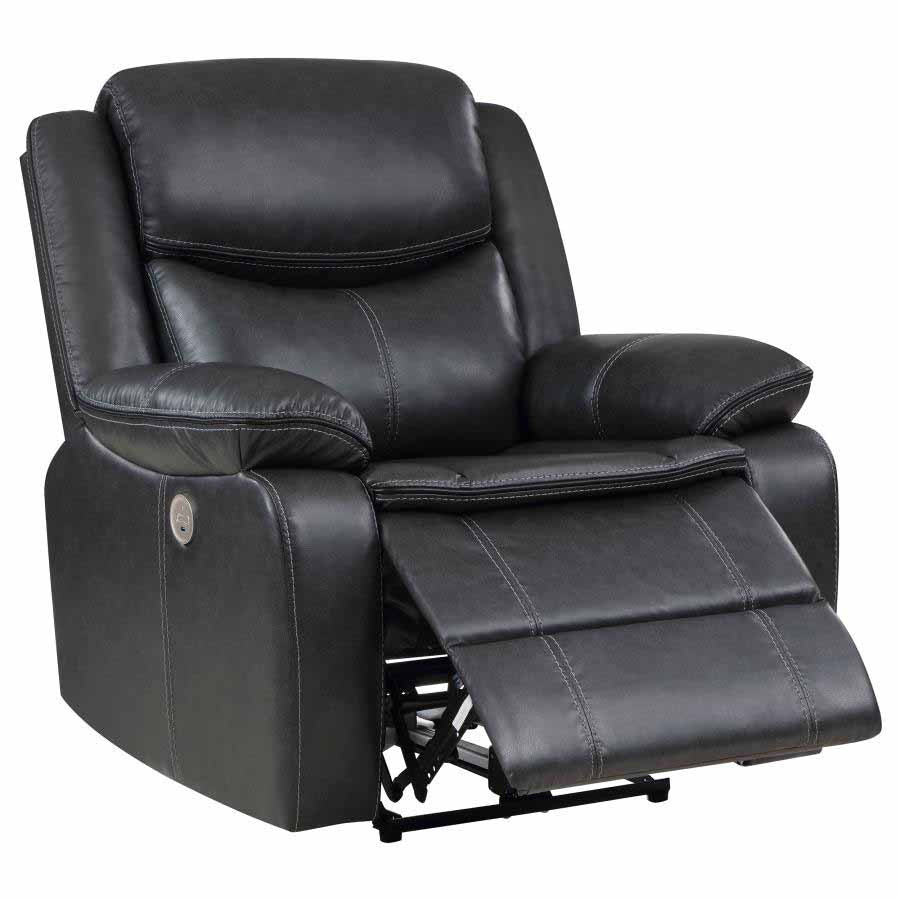 Sycamore Dark Grey Power Recliner by Coaster