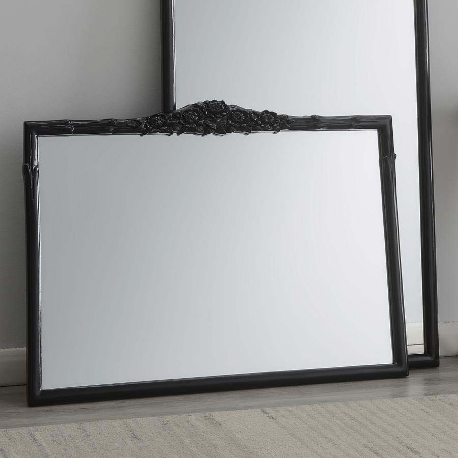 Sylvie Black French Provincial Rectangular Mantle Mirror by Coaster