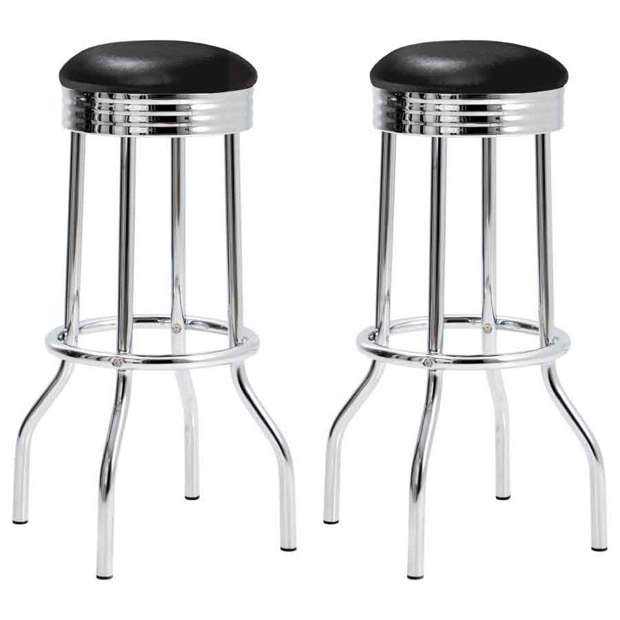 Retro Black Swivel Bar Stools (includes 2 stools) by Coaster