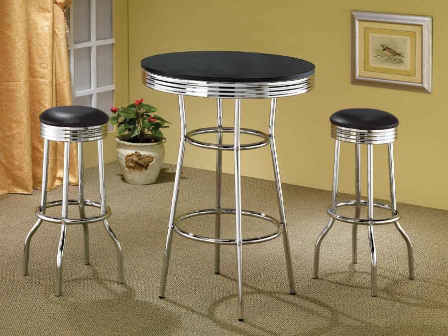 Retro Round Black Bar Table by Coaster