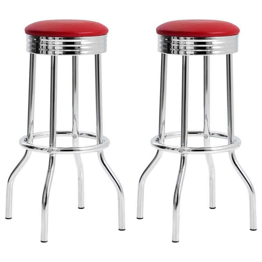Retro Red Swivel Bar Stools (includes 2 stools) by Coaster