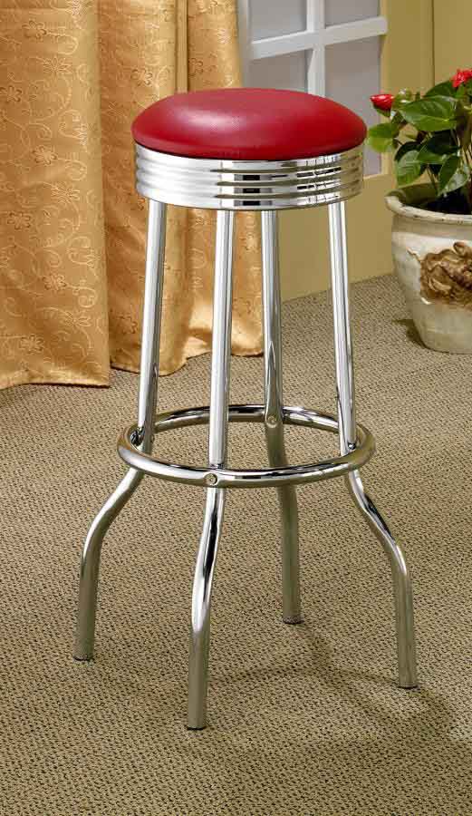 Retro Red Swivel Bar Stools (includes 2 stools) by Coaster
