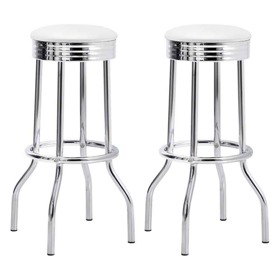 Retro White Swivel Bar Stools (includes 2 stools) by Coaster