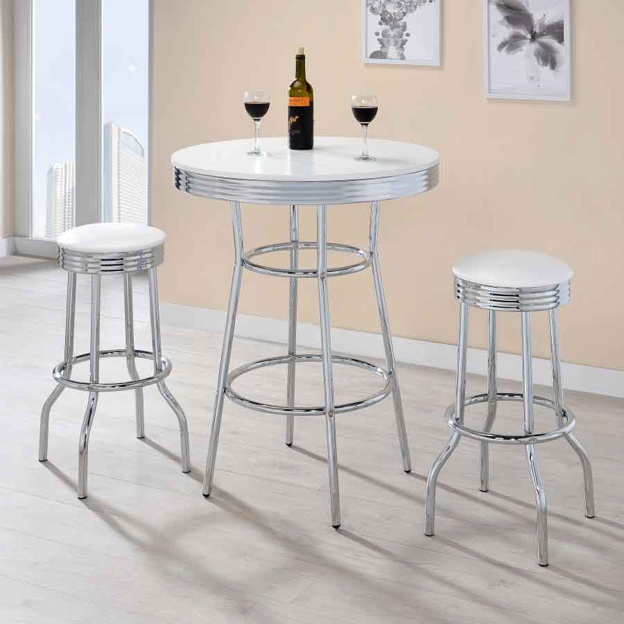 Retro Round White Bar Table by Coaster