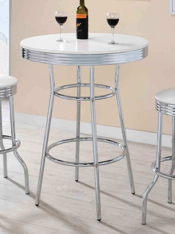 Retro Round White Bar Table by Coaster