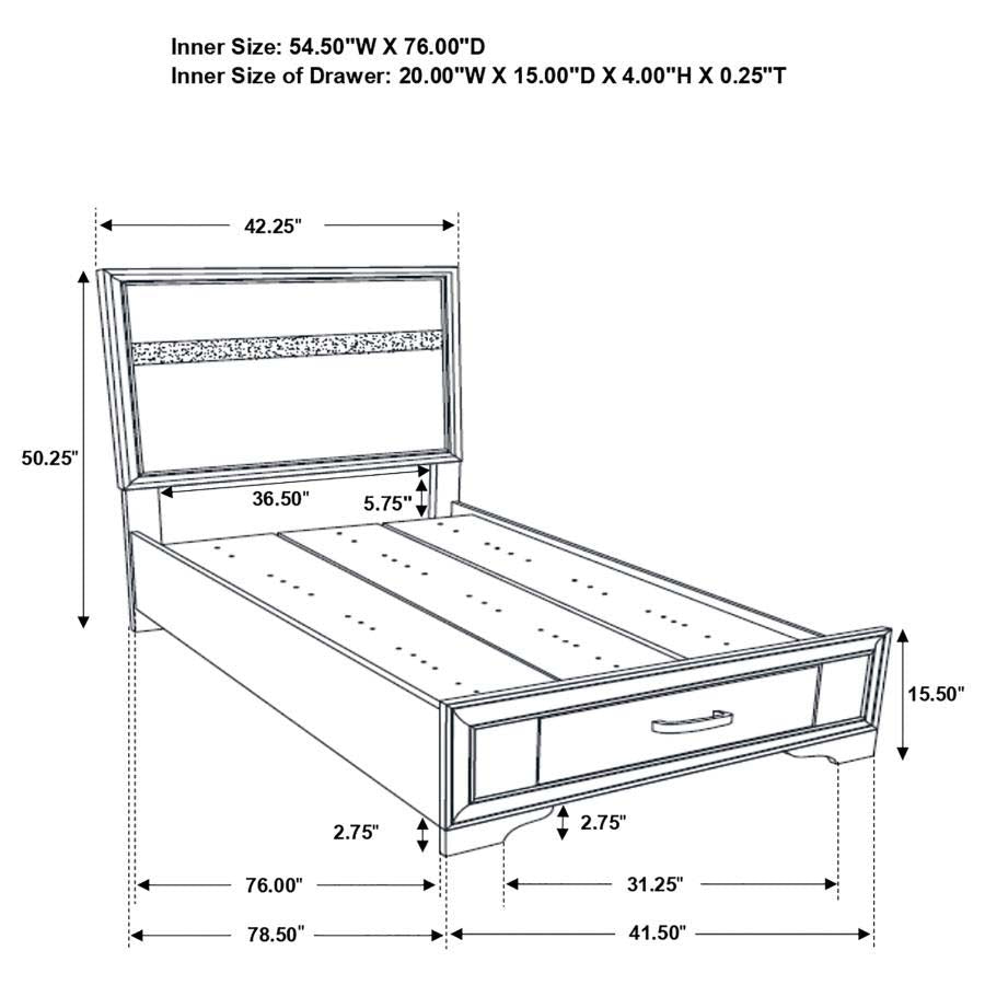 Twin Miranda White Storage Bed Frame by Coaster