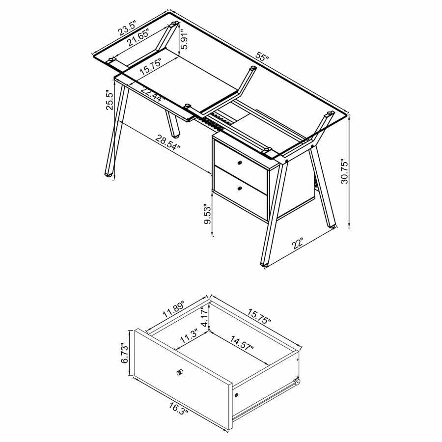 Weaving Computer Desk with Keyboard Tray by Coaster